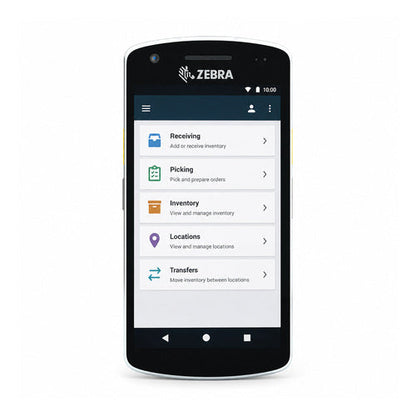 Terminal de mano Zebra EC55 negro EC55BK-21B242-A6 en uso sobre fondo blanco