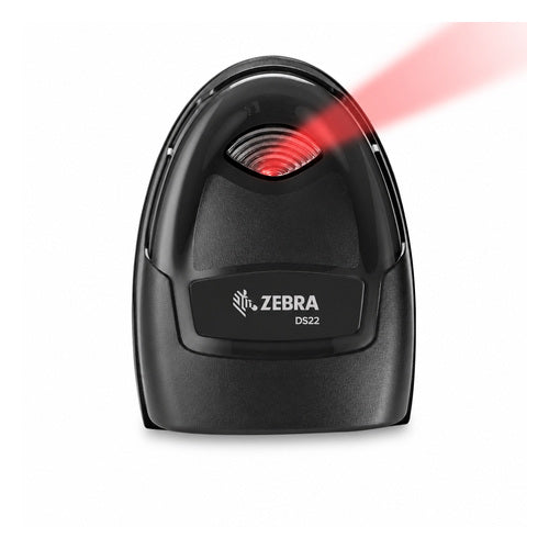 Lector de códigos de barras Zebra DS2208 negro DS2208-SR00007ZZWW en uso sobre fondo blanco
