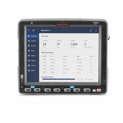 Terminal de mano Honeywell VM3A VM3A-L0N-1A1A20E en uso sobre fondo blanco