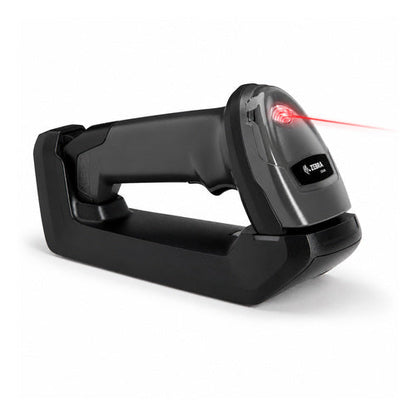 Lector de códigos de barras Zebra DS4678 negro DS4678-DP7U210ESFR en uso sobre fondo blanco