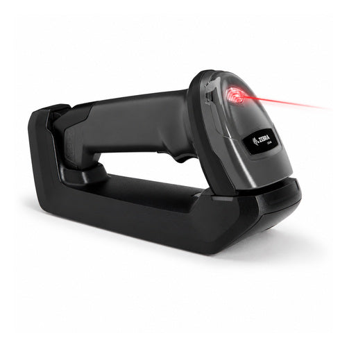 Lector de códigos de barras Zebra DS4678 negro DS4678-DP7U210ESFR en uso sobre fondo blanco