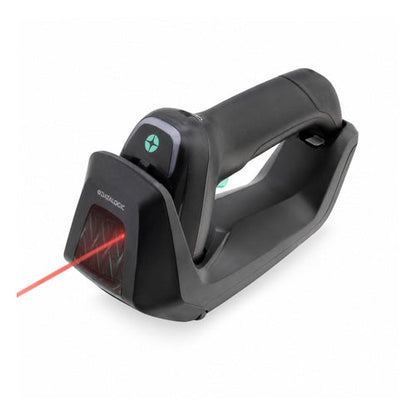 Lector de códigos de barras Datalogic GBT4600 negro GBT4600-BK-BTK1-HP en uso sobre fondo blanco