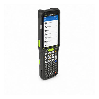 Terminal de mano Zebra MC34 negro MC3401-0G1R63SS-A6 en uso sobre fondo blanco