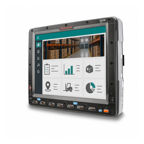 Terminal de mano Honeywell VM3W VM3W2O3A1BET1JA1 en uso sobre fondo blanco