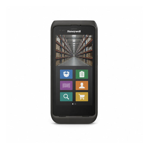 Terminal de mano Honeywell CT45XP CT45P-L1N-67D120G en uso sobre fondo blanco