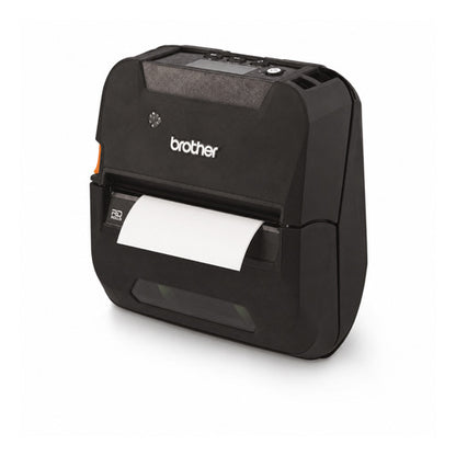Impresora de etiquetas Brother RJ-4250WB RJ4250WBLZ1 en uso sobre fondo blanco