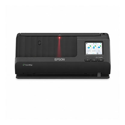 Lector de códigos de barras Epson ES-C380W B11B269401 en uso sobre fondo blanco