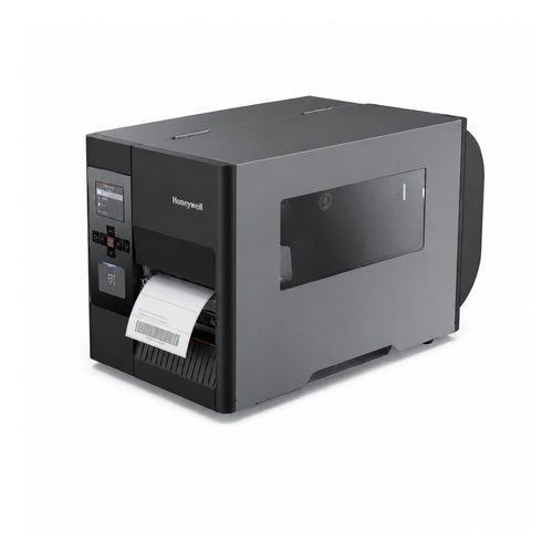Impresora de etiquetas Honeywell PD45 PD4500BE030000200 en uso sobre fondo blanco