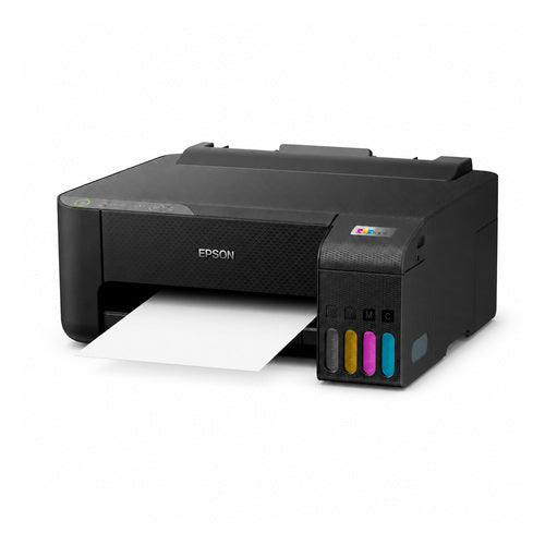 Impresora de etiquetas Epson ET-1810 C11CJ71401 en uso sobre fondo blanco