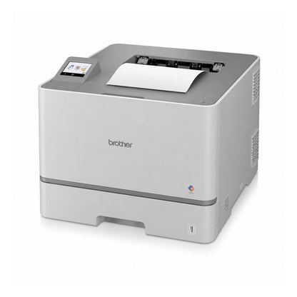Impresora de etiquetas Brother HL-L8570CDW HLL8570CDWRE1 en uso sobre fondo blanco