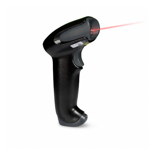 Lector de códigos de barras Honeywell 1250G negro 1250G-2USB-1 en uso sobre fondo blanco