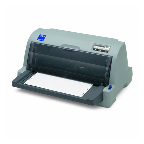 Impresora de etiquetas Epson LQ-630 C11C480141 en uso sobre fondo blanco