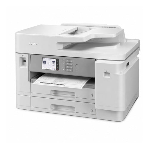 Impresora de etiquetas Brother MFC-J5955DW MFCJ5955DWRE1 en uso sobre fondo blanco