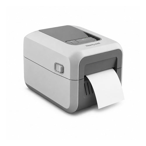 Impresora de etiquetas Honeywell PC42E negro PC42EDB020300 en uso sobre fondo blanco