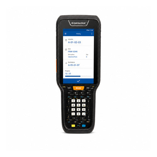 Terminal de mano Datalogic SKORPIO X5 943500002 en uso sobre fondo blanco