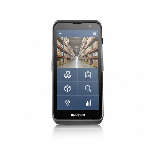 Terminal de mano Honeywell EDA5S EDA5S-11AE84N21RK en uso sobre fondo blanco