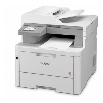 Impresora de etiquetas Brother MFC-L8390CDW MFCL8390CDWRE1 en uso sobre fondo blanco
