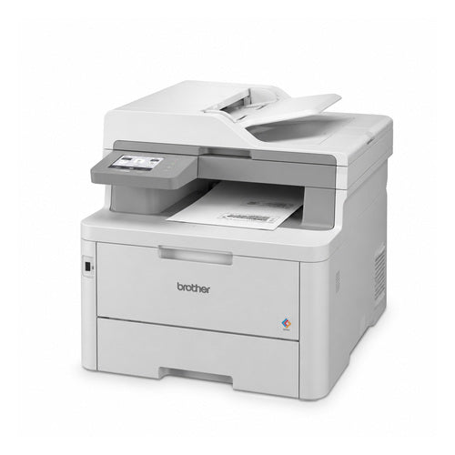 Impresora de etiquetas Brother MFC-L8340CDW MFCL8340CDWRE1 en uso sobre fondo blanco
