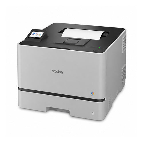 Impresora de etiquetas Brother HL-L8430CDW HLL8430CDWRE1 en uso sobre fondo blanco