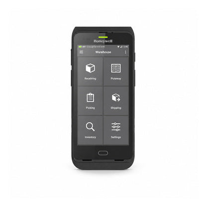 Terminal de mano Honeywell CT40 CT40-L1N-28C11BE en uso sobre fondo blanco