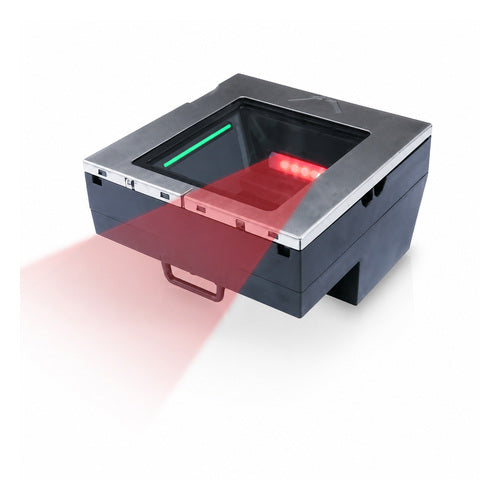 Lector de códigos de barras Datalogic MAGELLAN 3710HSI M3711-010200 en uso sobre fondo blanco