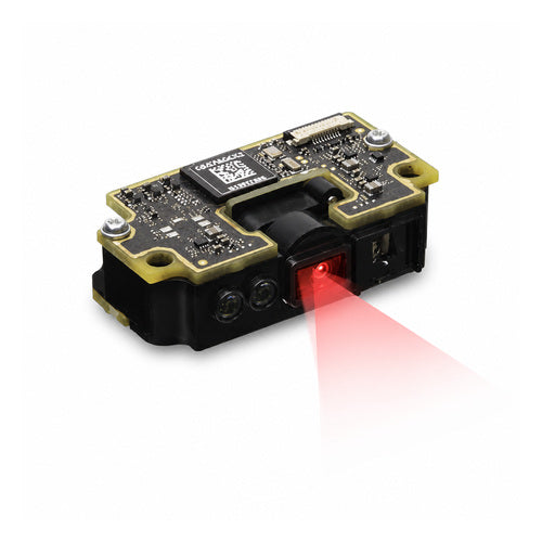 Lector de códigos de barras Datalogic GFS4590 GFS4590-BK-RED en uso sobre fondo blanco