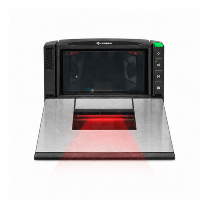 Lector de códigos de barras Zebra MP7200 MP7200-MNSLN000WW en uso sobre fondo blanco