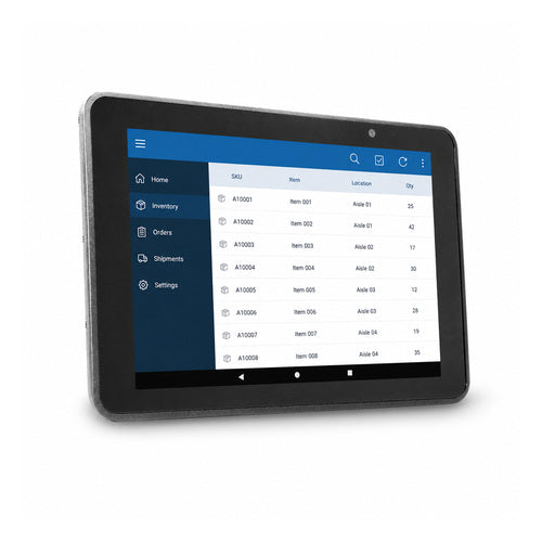 Terminal de mano Zebra ET56 ET56BE-W15E en uso sobre fondo blanco
