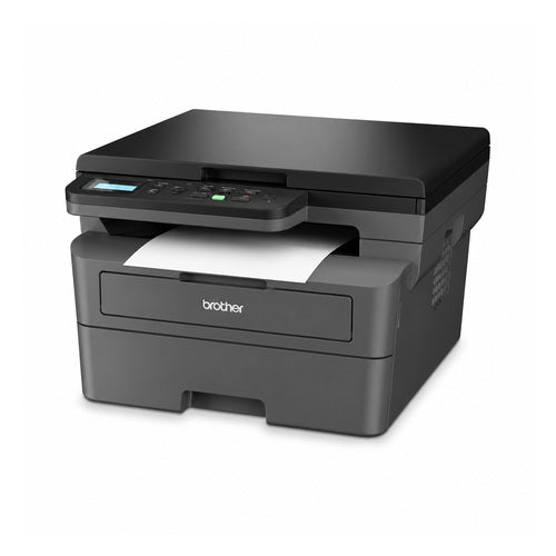 Impresora de etiquetas Brother DCP-L2627DWXL DCPL2627DWXLRE1 en uso sobre fondo blanco