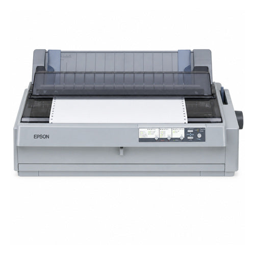Impresora de etiquetas Epson LQ-2190 C11CA92001 en uso sobre fondo blanco