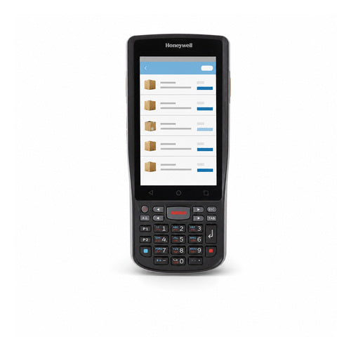 Terminal de mano Honeywell EDA51K EDA51K-1-BE31SQGRK en uso sobre fondo blanco