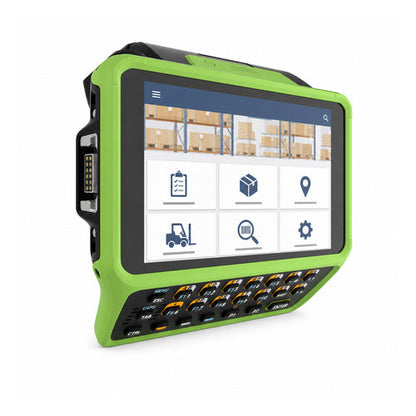 Terminal de mano Zebra WT6400 WT0-WT64B-T6DCE2A6 en uso sobre fondo blanco