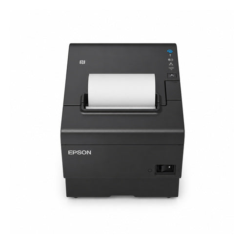 Impresora de etiquetas Epson TM-T88VII negro C31CJ57132 en uso sobre fondo blanco