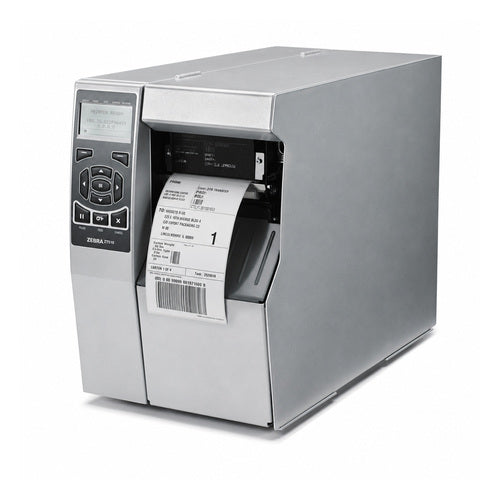Impresora de etiquetas Zebra ZT510 ZT51042-T0EC000Z en uso sobre fondo blanco