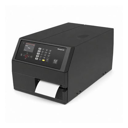 Impresora de etiquetas Honeywell PX45A PX45A00000030300 en uso sobre fondo blanco