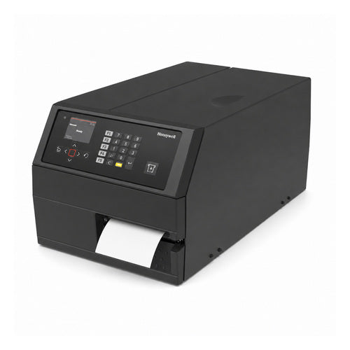 Impresora de etiquetas Honeywell PX45A PX45A00000030300 en uso sobre fondo blanco