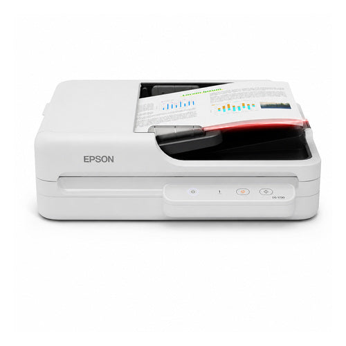 Lector de códigos de barras Epson DS-1730 B11B273401 en uso sobre fondo blanco