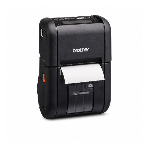 Impresora de etiquetas Brother RJ-2140 RJ2140Z1 en uso sobre fondo blanco