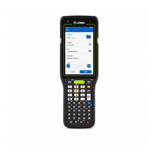 Terminal de mano Zebra MC34 MC3401-0G1P64SS-A6 en uso sobre fondo blanco