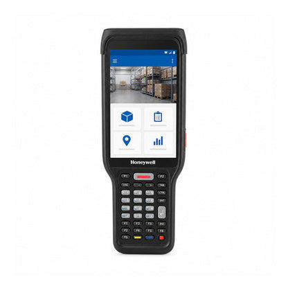 Terminal de mano Honeywell EDA61 EDA61K-0NC934PEOK en uso sobre fondo blanco