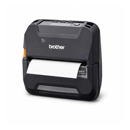 Impresora de etiquetas Brother RJ4230B RJ4230BLZ1 en uso sobre fondo blanco