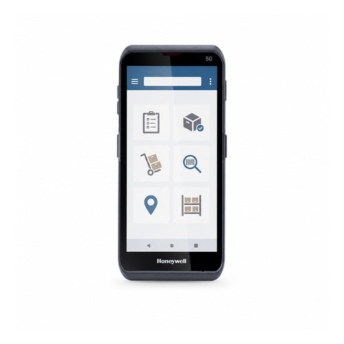 Terminal de mano Honeywell EDA57 EDA57-11BE61H21RK en uso sobre fondo blanco