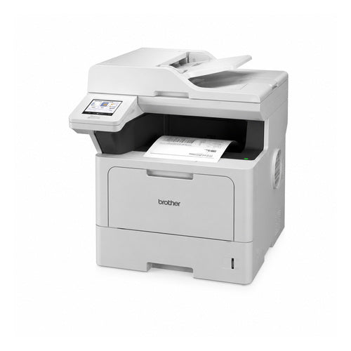 Impresora de etiquetas Brother DCP-L5510DW DCPL5510DWRE1 en uso sobre fondo blanco