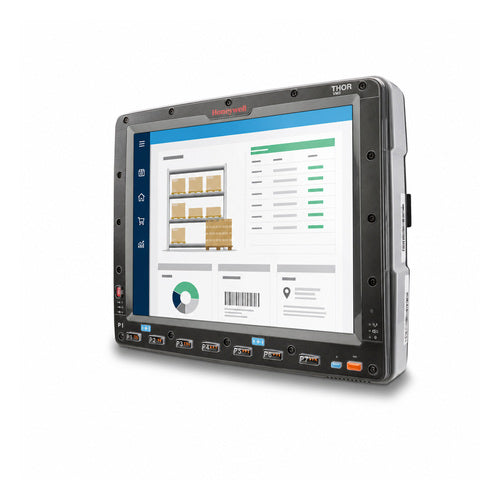 Terminal de mano Honeywell VM3 VM3C1B3A1BET05A1 en uso sobre fondo blanco