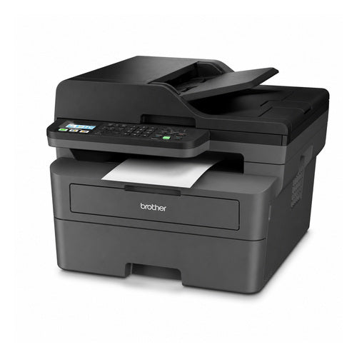 Impresora de etiquetas Brother MFC-L2827DWXL MFCL2827DWXLRE1 en uso sobre fondo blanco