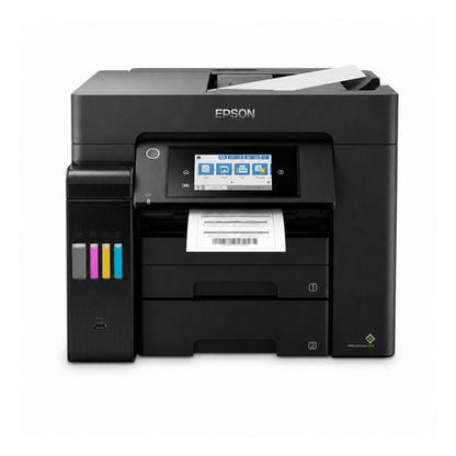 Impresora de etiquetas Epson ET-5855 C11CJ29406 en uso sobre fondo blanco