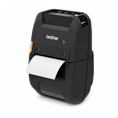 Impresora de etiquetas Brother RJ3230B RJ3230BLZ1 en uso sobre fondo blanco