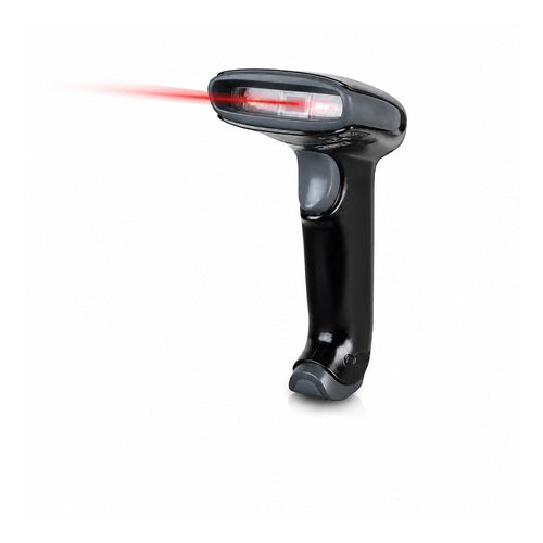 Lector de códigos de barras Honeywell 1300G 1300G-2 en uso sobre fondo blanco
