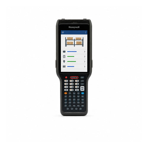 Terminal de mano Honeywell CK62 CK62-X00-5ES1BCG en uso sobre fondo blanco
