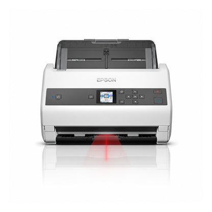 Lector de códigos de barras Epson DS-870 B11B250401 en uso sobre fondo blanco